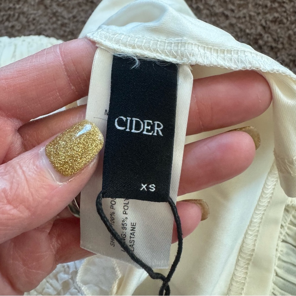 Cider Cream Square Neck Ruched Shirred Split Hem Cami XS NEW - Picture 7 of 11